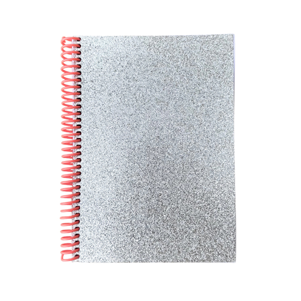 Libreta purpurina plateada