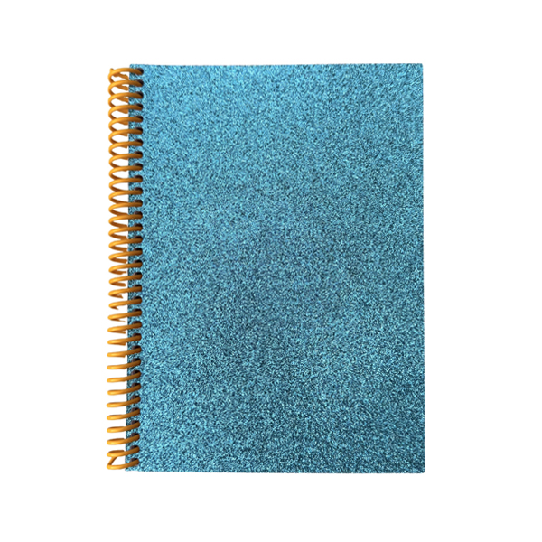 Libreta purpurina azul