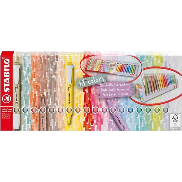 Marcadores fluorescentes Stabilo Swing Cool Nature 18 colores