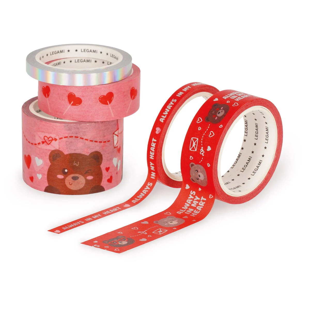 Set de 5 Cintas Decorativas Adhesivas de Papel Teddy Bear