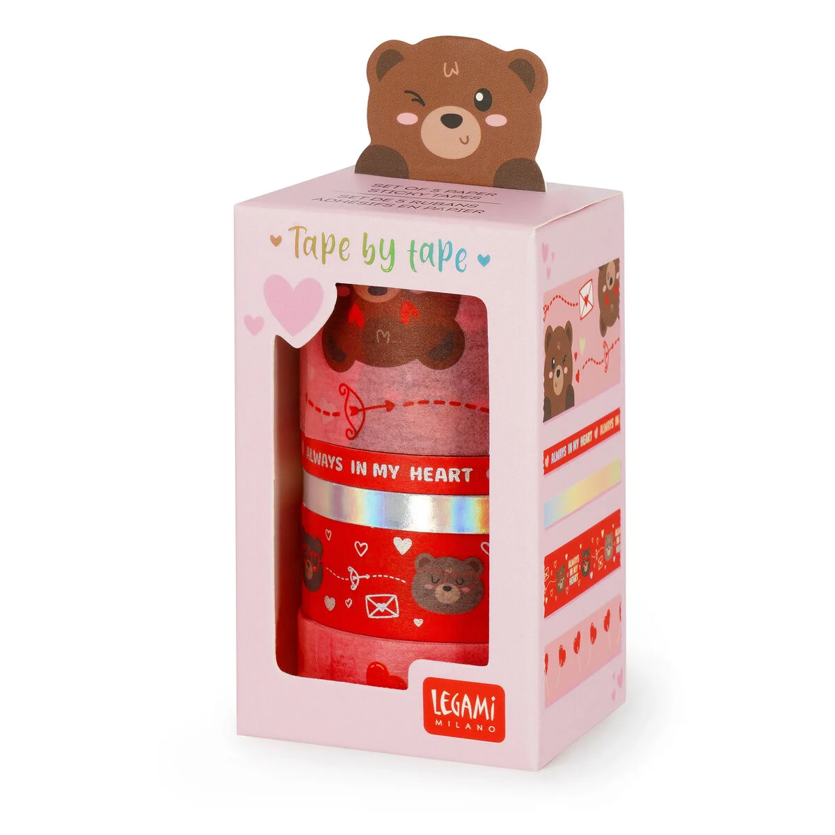 Set de 5 Cintas Decorativas Adhesivas de Papel Teddy Bear
